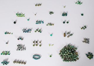 Collection of Green Colored Glass Trade Beads, From a New York Collector