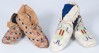 Cheyenne and Crow Beaded Hide Moccasins