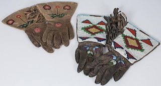 Plateau Beaded Hide Gauntlets, From an American Museum