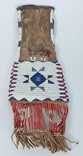 Northern Plains Beaded and Quilled Tobacco Bag