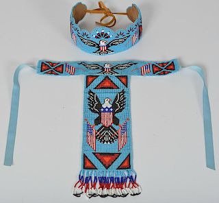 Plains Beaded Dance Crown with Matching Loom-Beaded Tie