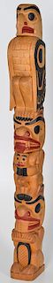 Gary Sheena (Salish, b. 1963) Carved and Painted Totem Pole