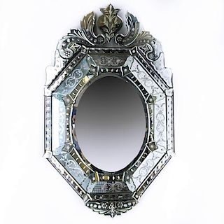 20th Century Octagonal Form Venetian Mirror.
