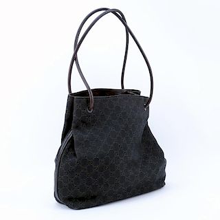 Gucci Brown Canvas Tote Bag. Leather piping and handles.