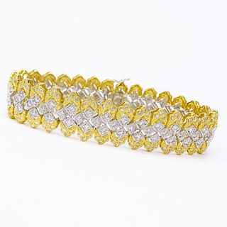 Approx. 3.75 Carat Round Brilliant Cut Diamond and 18 Karat Yellow and White Gold Link Bracelet.