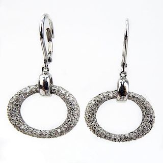 Approx. 2.65 Carat Micro Pave Set Round Brilliant Cut Diamond and 14 Karat White Gold Drop Earrings.