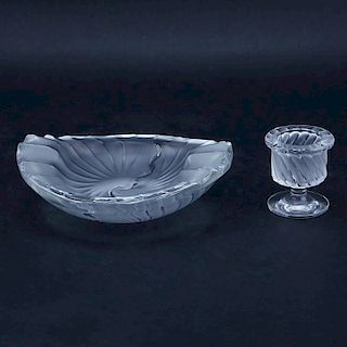 Two (2) Pc Lalique Smoking Set. Includes: Nancy ashtray and Smyrne cigarette holder.