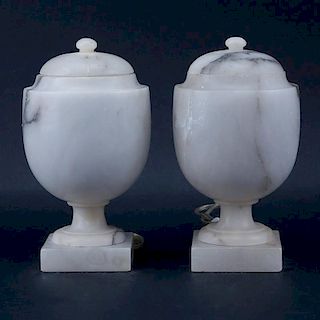 Pair of Alabaster Covered Lamps.