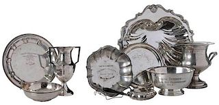 Nine Silver-Plate Horse Trophies