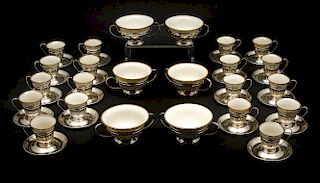 Gorham sterling 18 demitasse cups, 6 boullion bowls