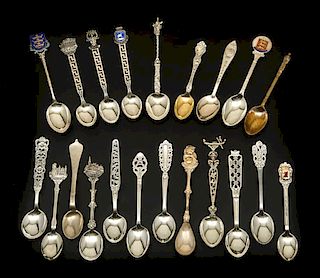 21 Silver souvenir and demitasse spoons
