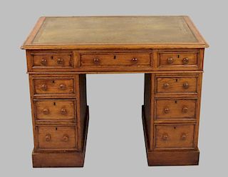 Small English Oak Pedestal Desk, Possibly a Child's Desk