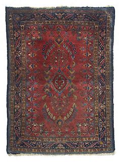 Persian Sarouk scatter rug. Appx 4'8" x 3'5"