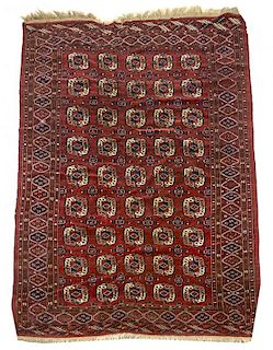 Roomsize Persian Bokhara rug. Appx 6'11" x 6'9"