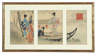 Shuntei Miyagawa, "Beauty and Cherry Blossom", woodblock