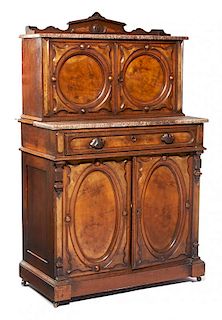 Victorian walnut cabinet with marble top, c. 1880.