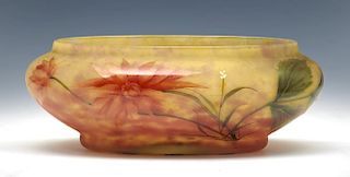 Lorrain art glass bowl with obverse painted flowers