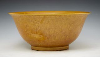Chinese Large Yellow Glazed Bowl.