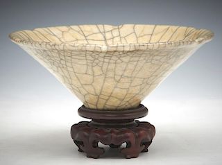 Chinese Crackle Glazed Conical Bowl.