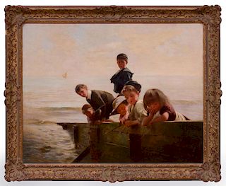ALEXANDER ROSSI (1840-1916): CHILDREN FROM A BREAK WATER