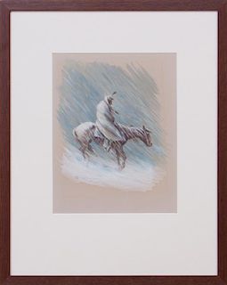 OLAF WEIGHORST (1899-1988): UNTITLED (INDIAN RIDING IN SNOW STORM)