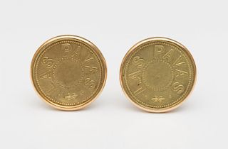 PAIR OF 14K GOLD-MOUNTED LAS PAVAS COIN EARRINGS