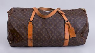 LOUIS VUITTON LEATHER-MOUNTED COLLAPSIBLE SHOULDER BAG WITH CENTRAL ZIPPER
