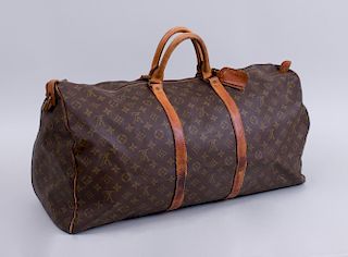 LOUIS VUITTON LEATHER-MOUNTED VALISE