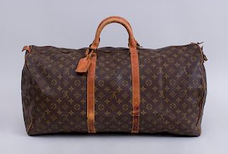 LOUIS VUITTON LEATHER-MOUNTED VALISE