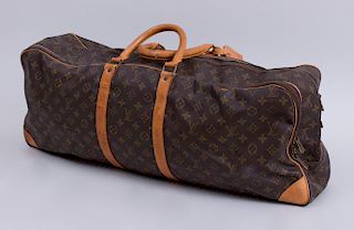LOUIS VUITTON LEATHER MOUNTED OVERNIGHT BAG WITH CENTRAL ZIPPER