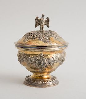 GEORGE II SILVER-GILT SUGAR BOWL AND COVER