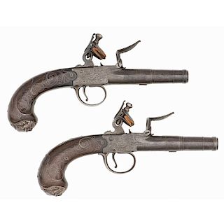 Pair of Small Queen Flintlock Pistols by Grice