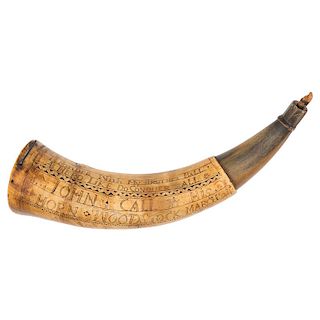 John Call Engraved Powder Horn Dated March 21, 1759