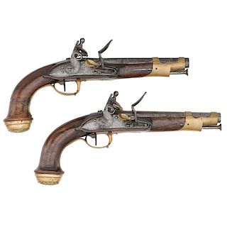 Pair of French Flintlock Officer's Pistols