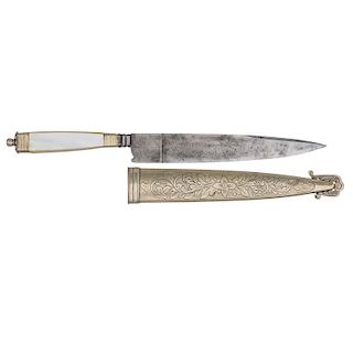Early Bowie Knife With Pearl Handle