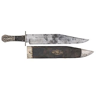 Coffin Handled Bowie Knife with Full Alligator