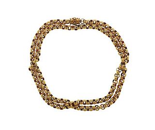 Victorian Antique 14K Gold Long Link Necklace