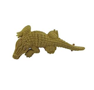 Kieselstein Cord 18K Gold Alligator Brooch Pin
