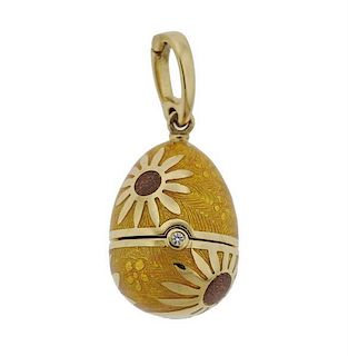 Faberge 18k Gold Diamond Butterfly Sunflower Egg Charm