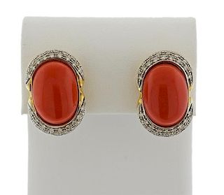 Rajola 18K Gold Diamond Red Stone Earrings