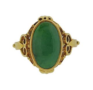 18k Gold 4ct Jade Ring