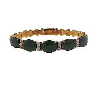 18k Gold Green Stone Diamond Bracelet
