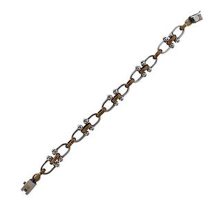 Sterling Silver Two Tone Link Men's Bracelet
