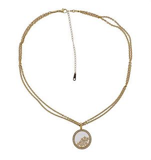 Chopard 18k Gold Diamond Moon Stars Pendant Necklace