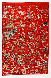 Antique Chinese Silk and Wool Pictorial Tapestry