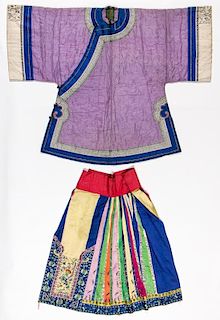 Lovely Antique Chinese Silk Robe and Skirt Set