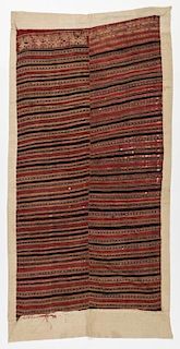 Antique Double Panel Striped Textile, Laos