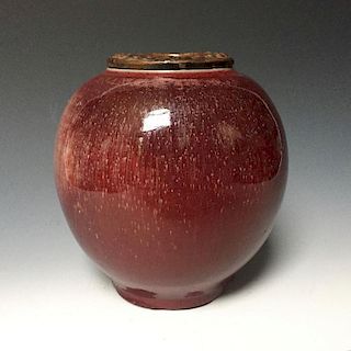 CHINESE ANTIQUE RED GLAZED JAR,19TH