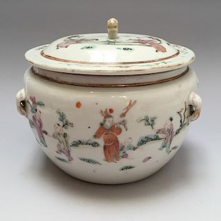 CHINESE ANTIQUE FAMILLE ROSE POT 18/19TH CENTURY