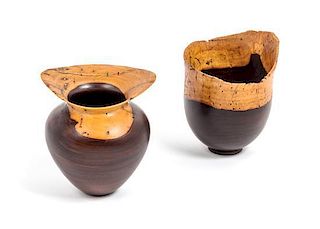 * American, SECOND HALF 20TH CENTURY, a set of two carved wood vessels